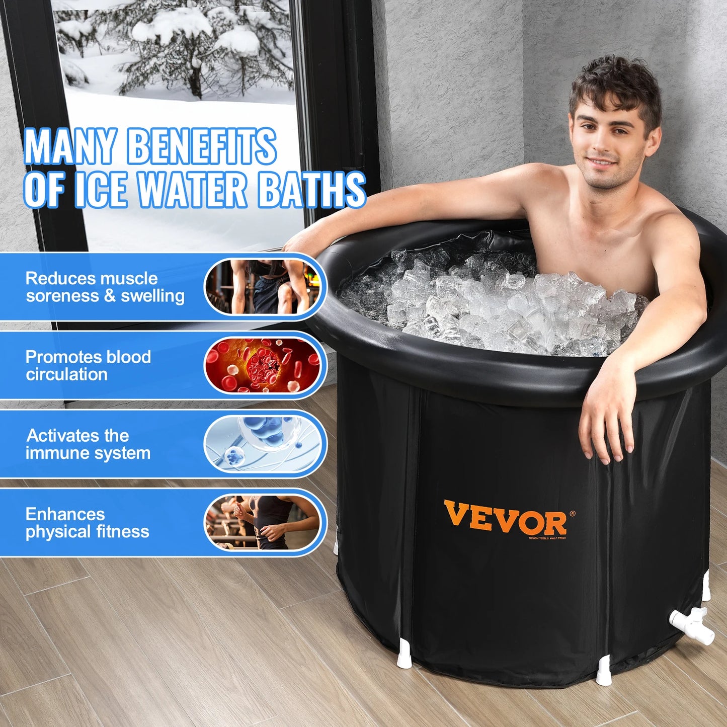 Portable Ice Bath Tub 330L – Foldable Ice Bath for Cold Bathing & Recovery